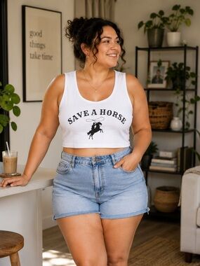 White Tank Top with Black Graphic